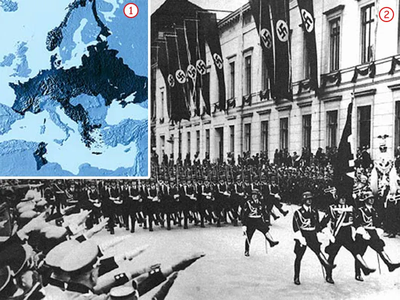 1. Nazi Germany is the worst example of fascism's policy of occupation. 2. The map shows those countries under Nazi occupation at the end of 1942.