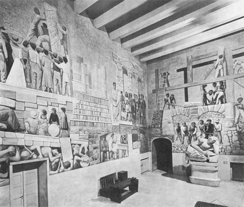 A 1940 wall painting by Massimo Campigli, one of the Italian artists employed by the fascist administration, at the entrance to Padua University.
