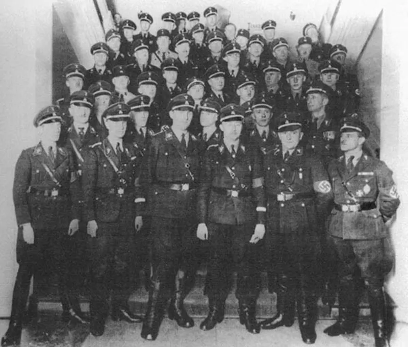 There were so many homosexuals in the Nazi movement that the Nazi Party has been compared to a "homosexual club." Above: SS Chief Heinrich Himmler with his offi