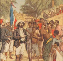 A picture of the Congo under French colonial rule. The native peoples in the jungle were slaughtered by whites regarding them as a species of animal.