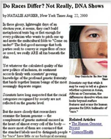 An article titled “Do Races Differ? Not Really, DNA Shows,” published in the New York Times