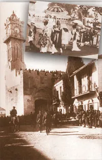 Above: A procession of the Britain's Royal Family in India under British colonial rule. Below: The arrival of British forces occupying Palestinian lands in the
