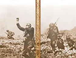 During World War I, the Germans employed mustard gas in violation of the rules of war. The picture shows a British soldier killed by that gas.