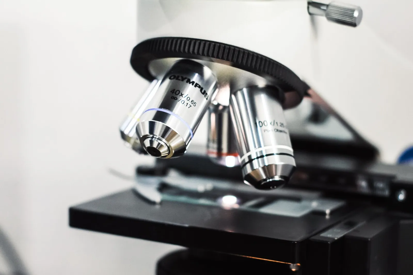 Objective lenses of a laboratory microscope